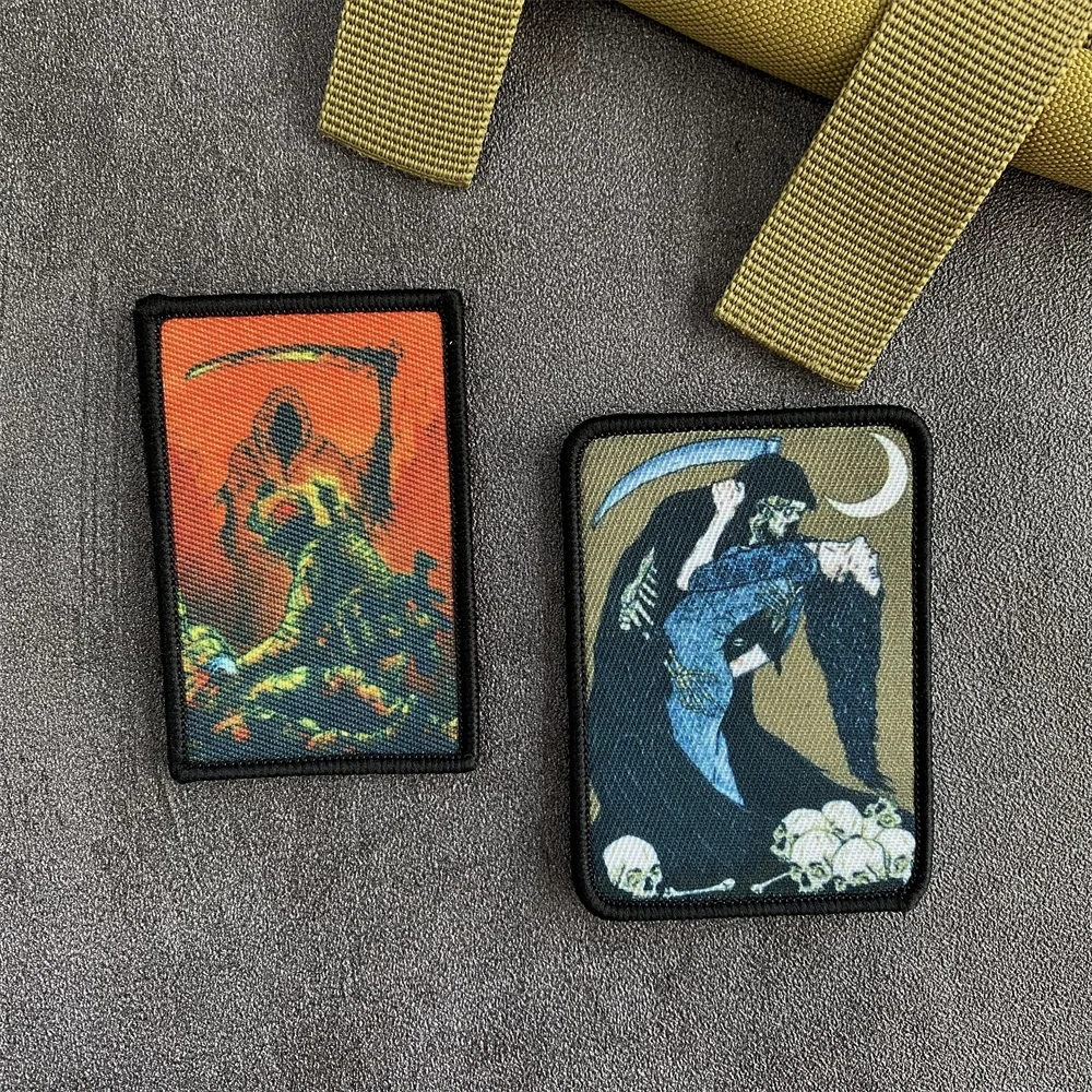 Parche de insignia de moral "Dance with Death", "Not Today", soldado táctico, pegatina de mochila médica, emblema militar con estampado de gancho y bucle - imagen 2