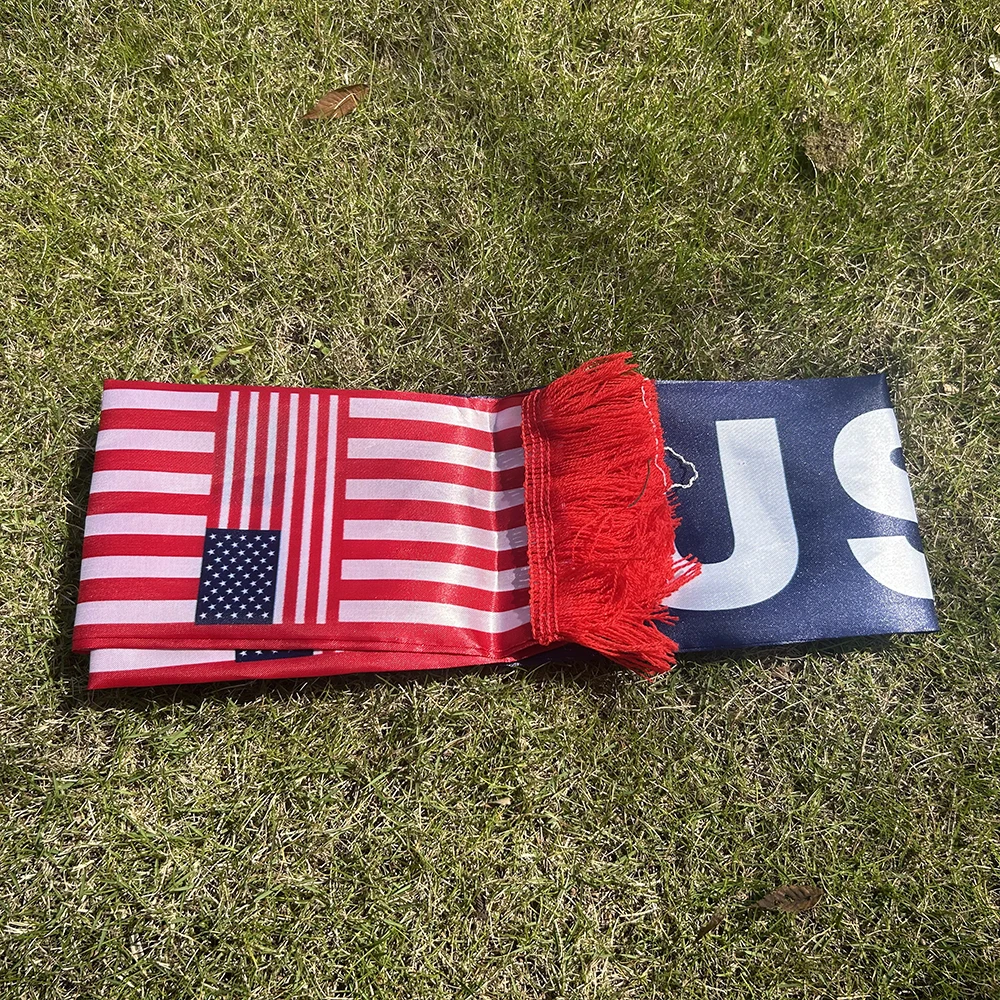 Bufanda americana satén doble cara con borlas, bandera EE. UU. eventos - imagen 5