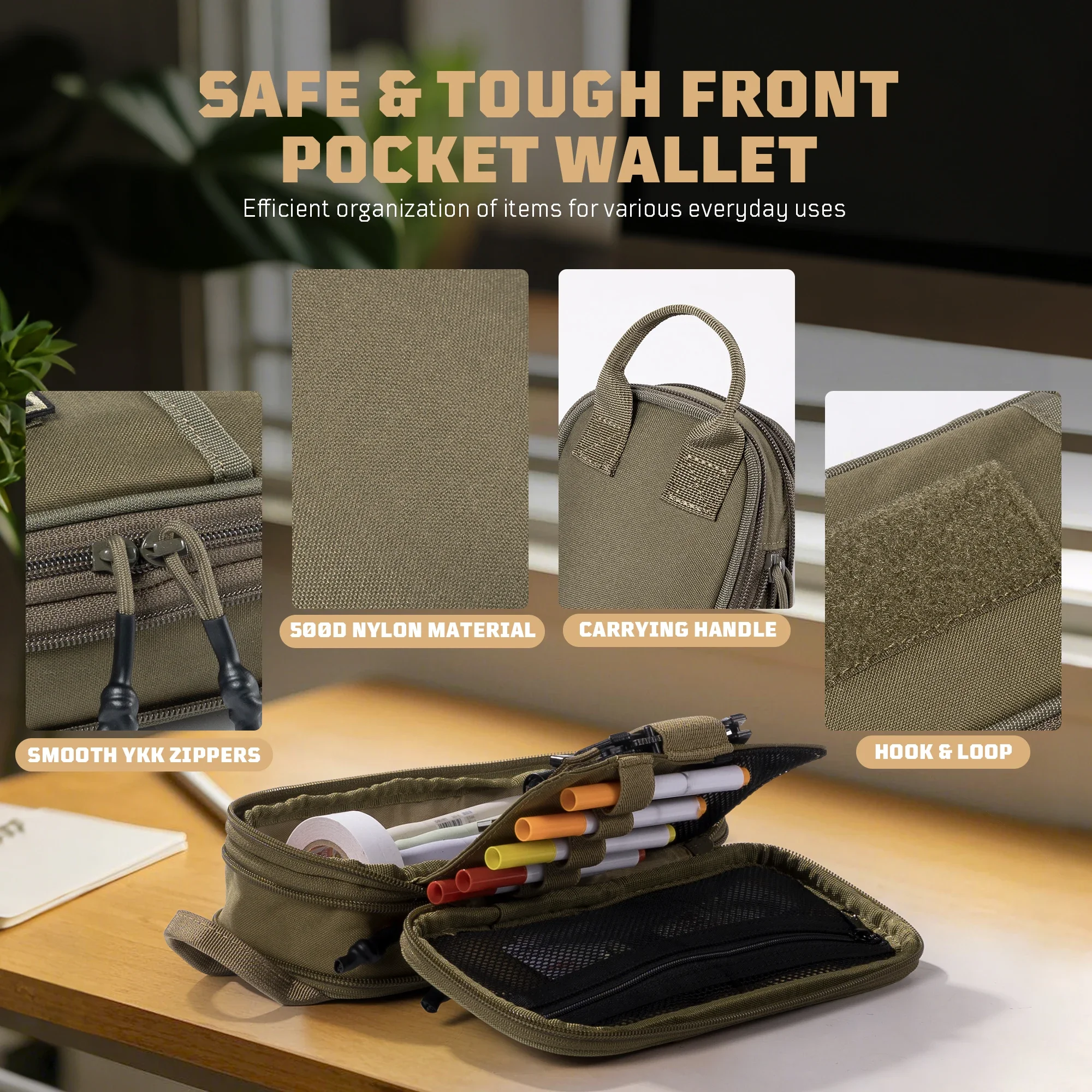 Estuche para lápices ONETIGRIS, estuche para lápices, material de oficina escolar, papelería, organizador de bolsa para lápices de gran capacidad con múltiples ranuras y cremallera - imagen 2