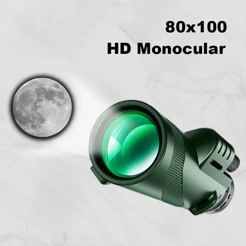 Monocular HD de 80x100 para adaptador de teléfono inteligente, telescopio trípode con prisma BAK4 para observación de aves, caza, senderismo, acampada al aire libre - imagen 4