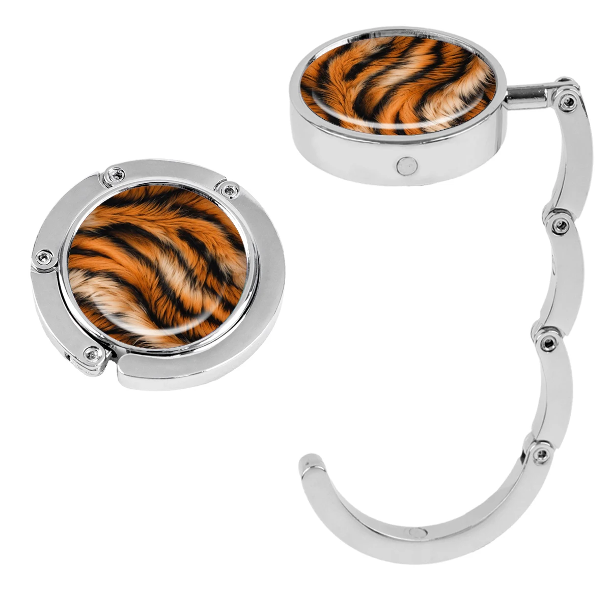 Ganchos para bolsos con estampado de leopardo, soportes plegables de Metal para bolsas de mesa, perchas portátiles para monedero, accesorios de piezas únicas, ganchos antideslizantes - imagen 2