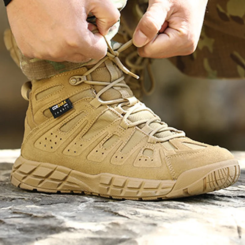 Zapatos de senderismo para hombre, botas de caza impermeables, cuero de vaca, táctico, combate en el desierto, tobillo, trabajo masculino, zapatillas de trekking mountian - imagen 4