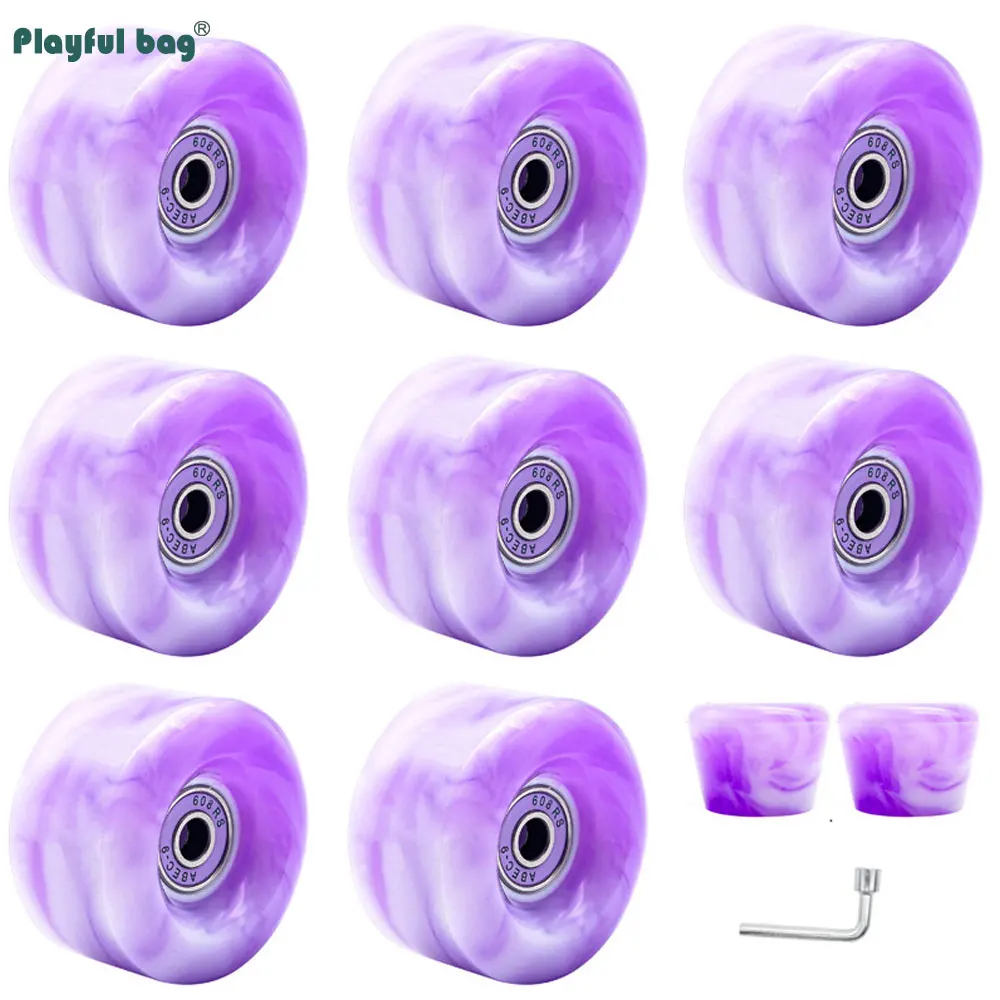 Juego combinado de ruedas de colores mezclados de 58x32MM para patines dobles, cabezal de freno de PU, rodamiento 608RS, accesorio de rueda 82A AMB283 - imagen 5