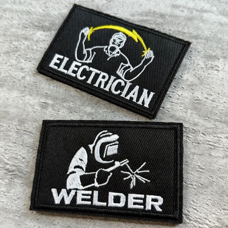 Parche Táctico de Soldador y Electricista, Insignia de Moral Bordada con Gancho y Bucle, Accesorios Decorativos para Mochila y Ropa, Adhesivo para Brazalete - imagen 2