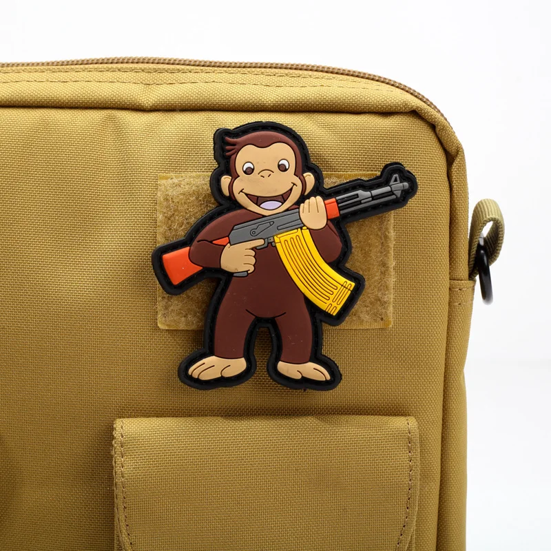 Insignia para bolsa al aire libre, moral, cuidado con parche de descarga eléctrica, tácticas de Club, mono, perro, objetivo, zanahoria, casco DIY, chaqueta, parche de gancho y bucle - imagen 3