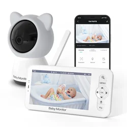 Vigilabebés LCD 5″ HD cámara PTZ con audio bidireccional