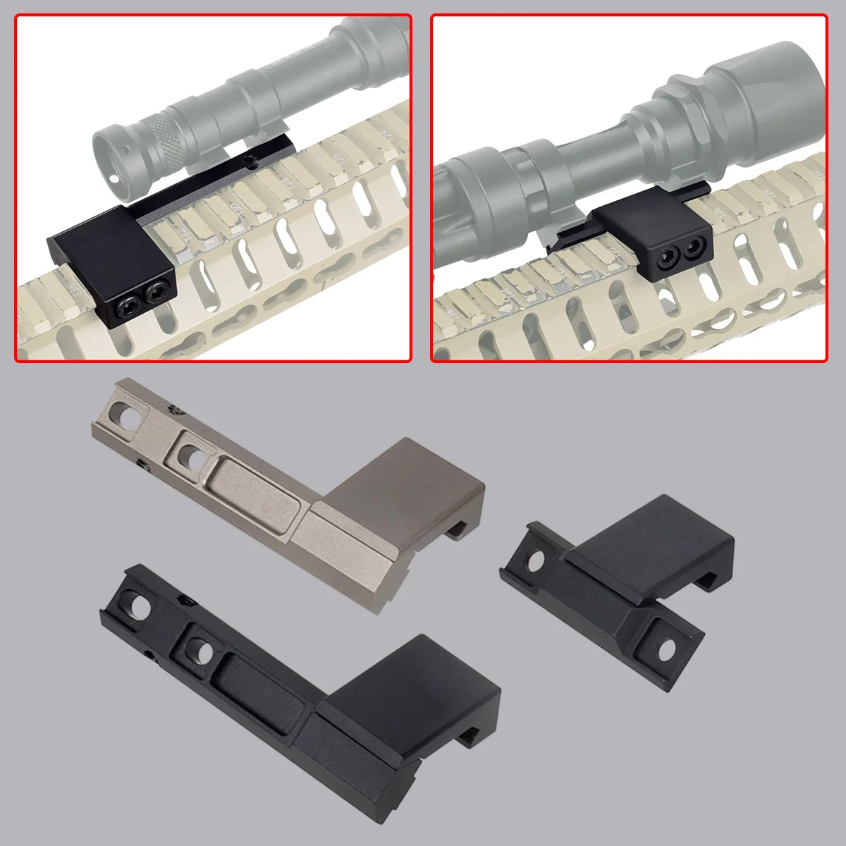 SureFire-linterna táctica para arma, adaptador de montaje Offset para Rifle Airsoft AR15, riel Picatinny de 20mm, M300, M600, M951, M620, RM45