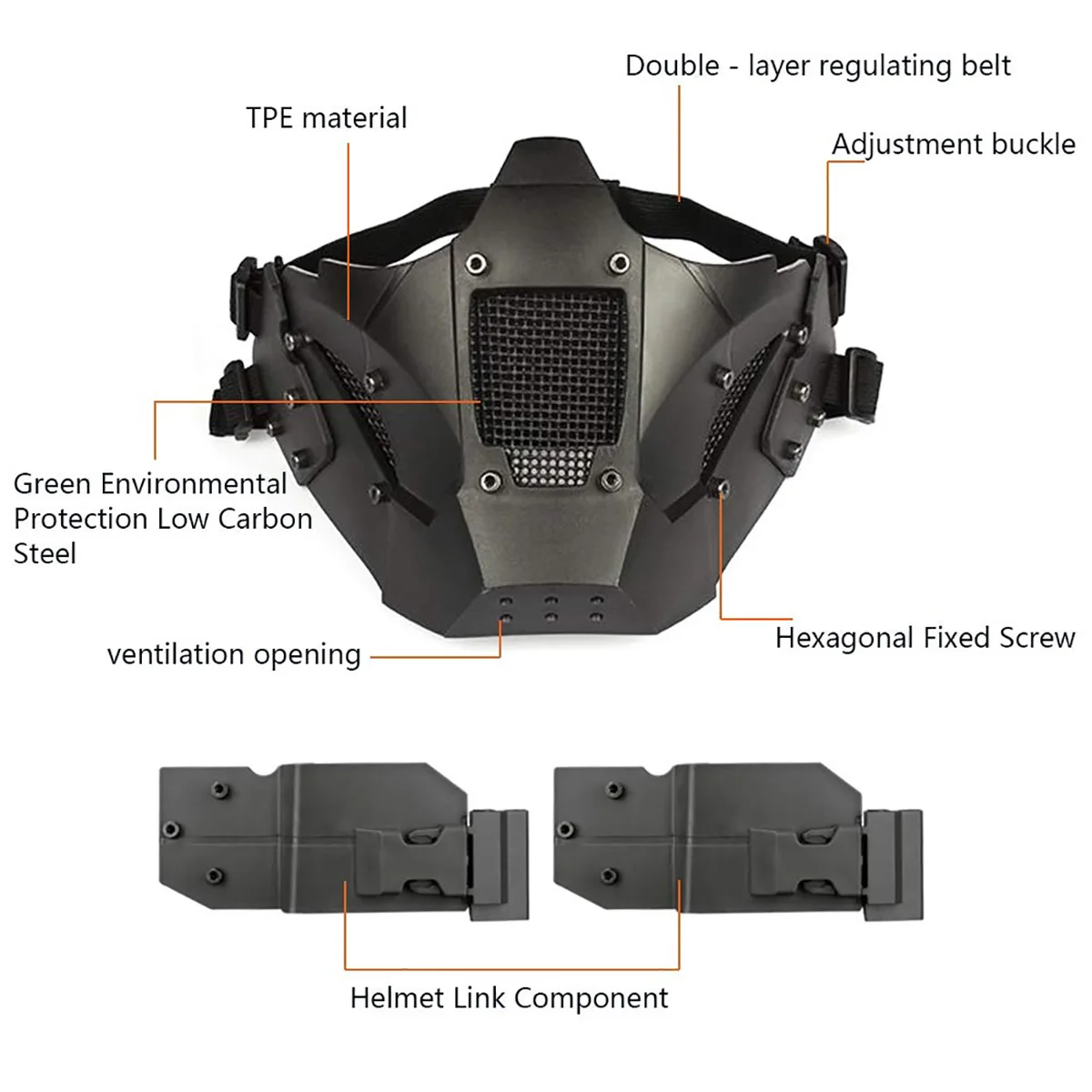 Máscara de malla de acero de media cara para Airsoft, máscara de casco rápido para CS, tiro, Paintball, máscara táctica de tiro - imagen 2