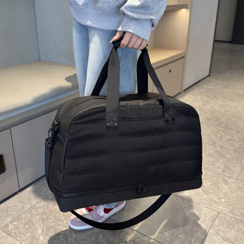 Bolsa de lona para gimnasio, bolsas deportivas húmedas y secas para Yoga, Fitness, viaje de mano con paquete de zapatos, senderismo al aire libre, Camping, bolso de equipaje - imagen 3