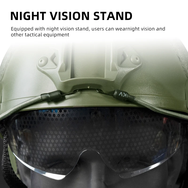 Casco táctico BOOIU, casco Airsoft tipo MH rápido con gafas, casco de combate de Paintball, equipo de protección para la cabeza para deportes al aire libre ABS F - imagen 3