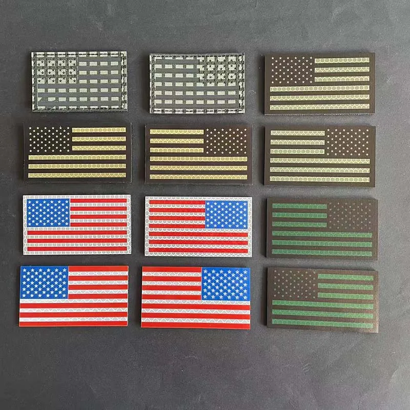 9*5CM bandera americana EE. UU. Emblema ropa apliques IR parches reflectantes insignias de rayas tácticas militares para casco, mochila - imagen 4