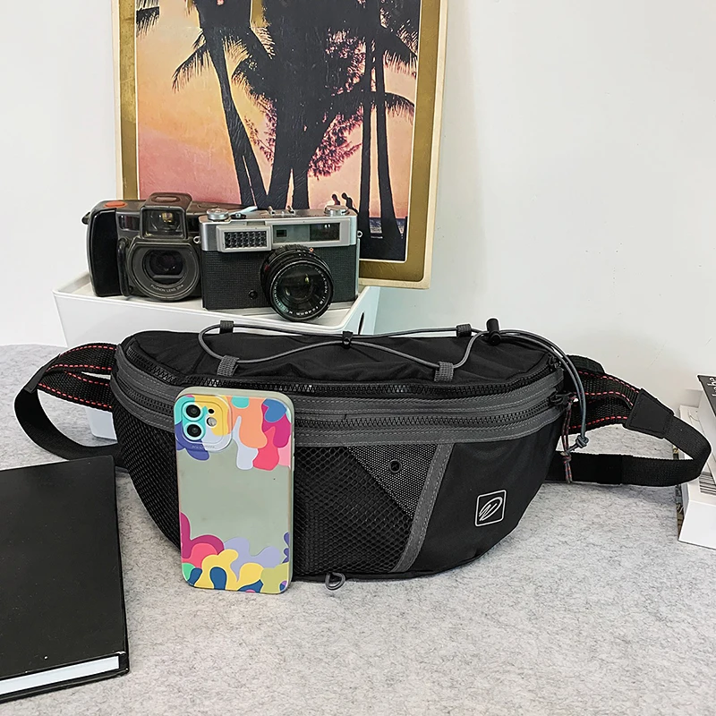 Bolsa de pecho para motocicleta y gimnasio para hombre, almacenamiento grande para viajes al aire libre, compras, riñonera deportiva multifuncional - imagen 4