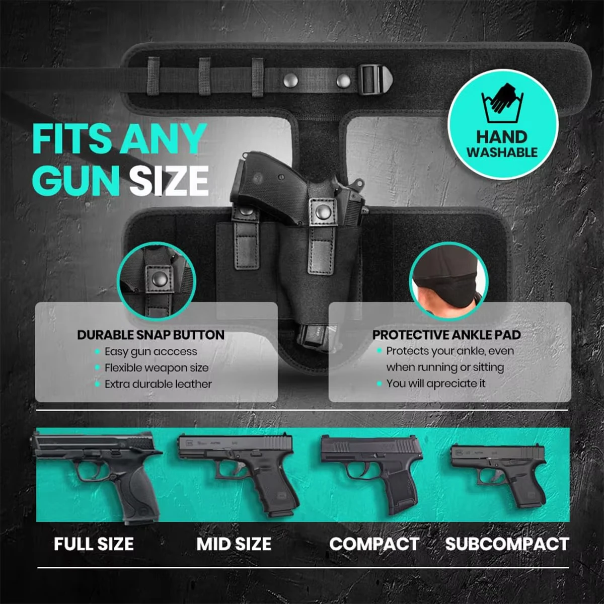 Funda de tobillo premium para ocultación profunda, 9 mm 380 Se adapta a Glock 43 26 19, Ruger LCP SIG P365 Springfield Shield 9 mm Bodyguard 380 - imagen 2