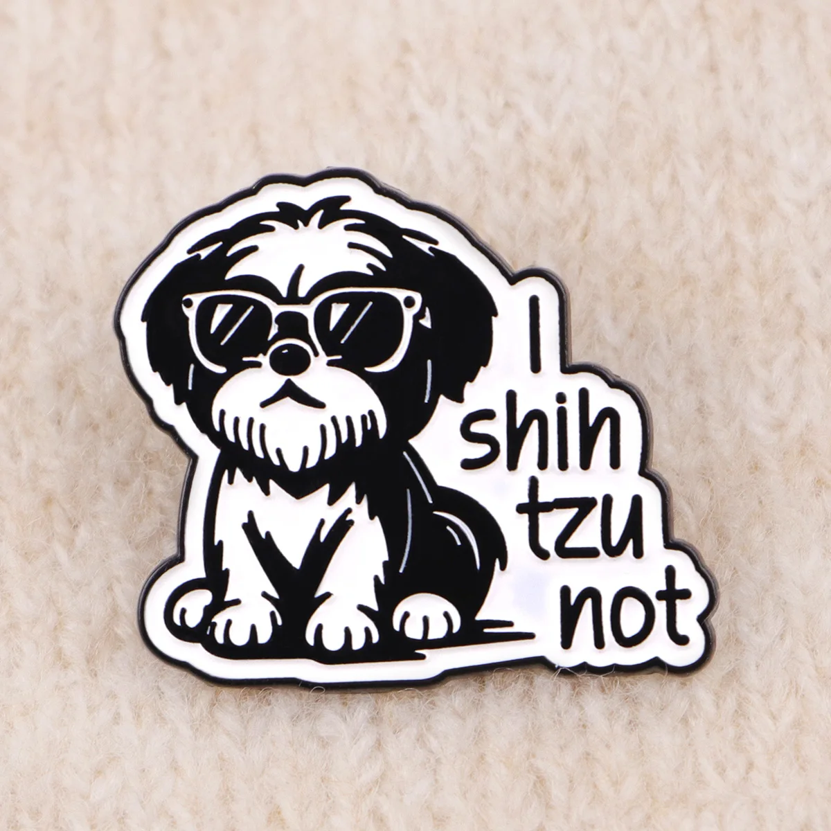 Pin insignia táctica esmalte Shih Tzu gafas sol blanco y negro - imagen 5