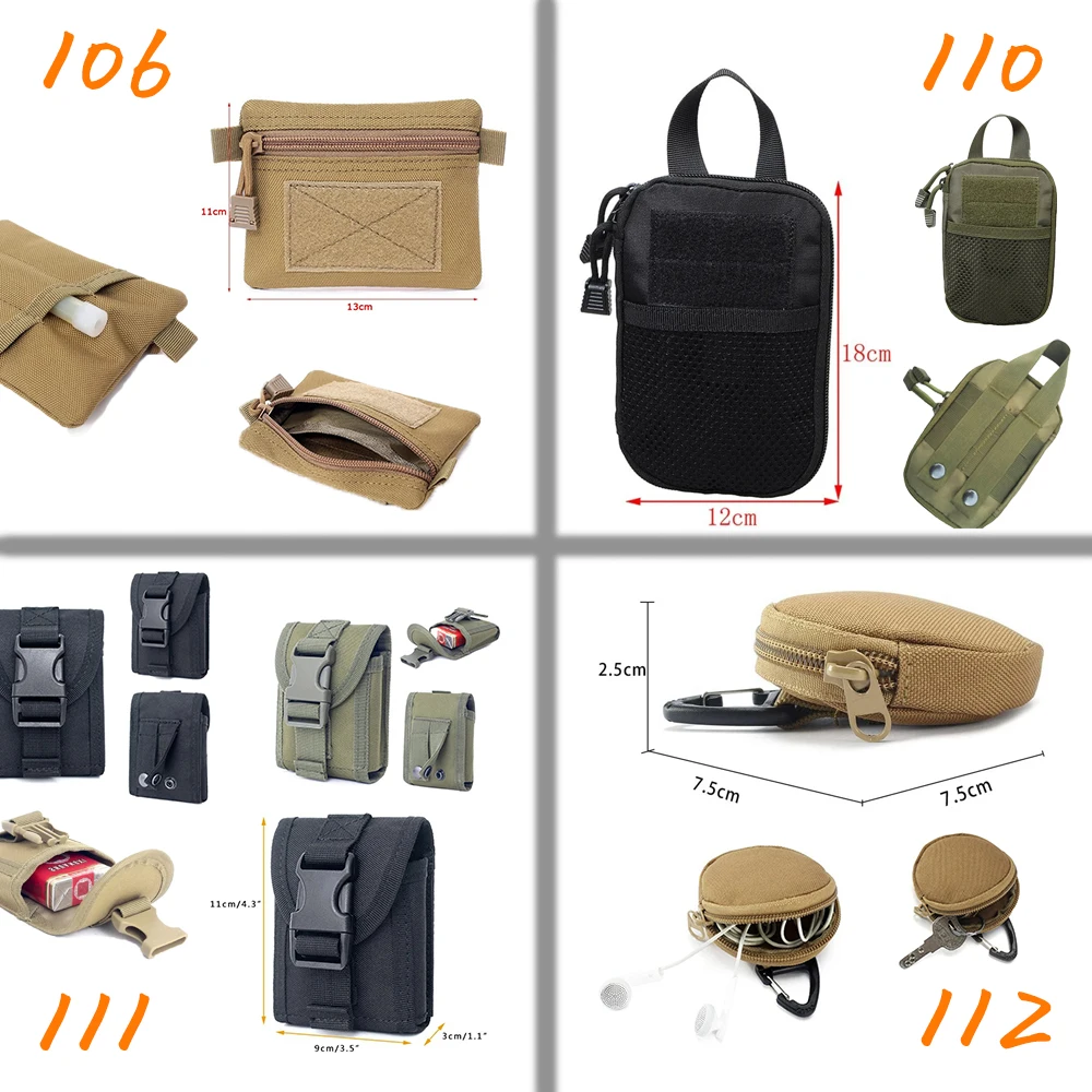 Bolsas tácticas Molle, riñonera para hombre, bolsa para teléfono, accesorios de caza y acampada, riñonera con cinturón, paquete EDC - imagen 3