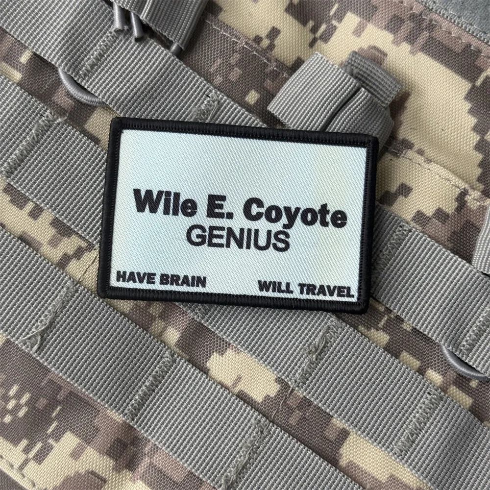 Tarjeta de visita Wile E Coyote Morale insignia parche militar táctico personalizado apliques impreso gancho y bucle ropa mochila pegatinas - imagen 3