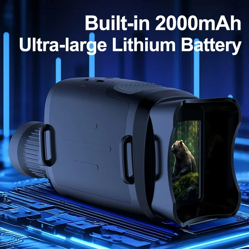 Monocular de visión nocturna con Zoom 16X, con batería recargable de 2000mAh, correa para la muñeca, telescopio infrarrojo de mano para caza - imagen 4