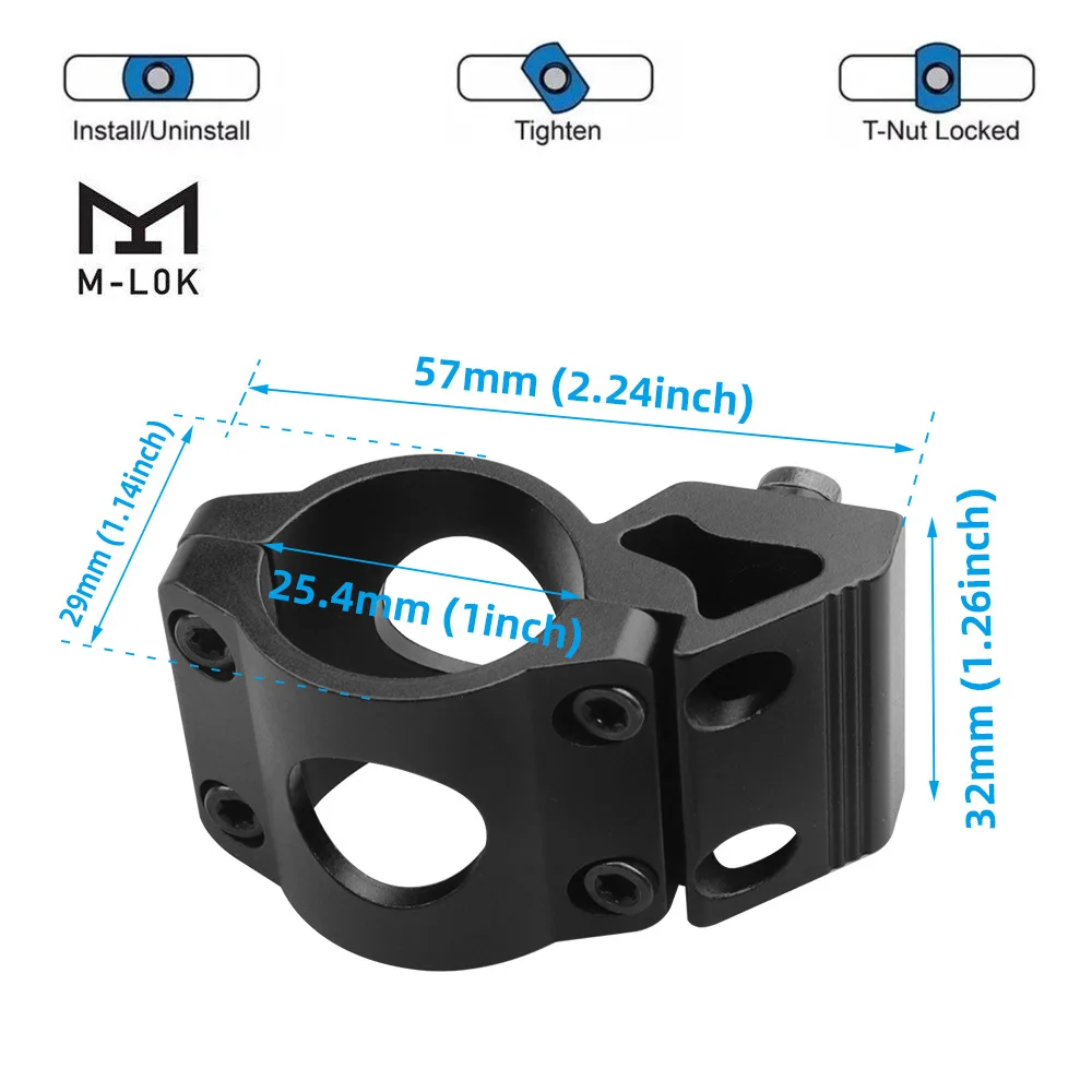 Soporte offset M-LOK 45º para linterna táctica y láser - imagen 3