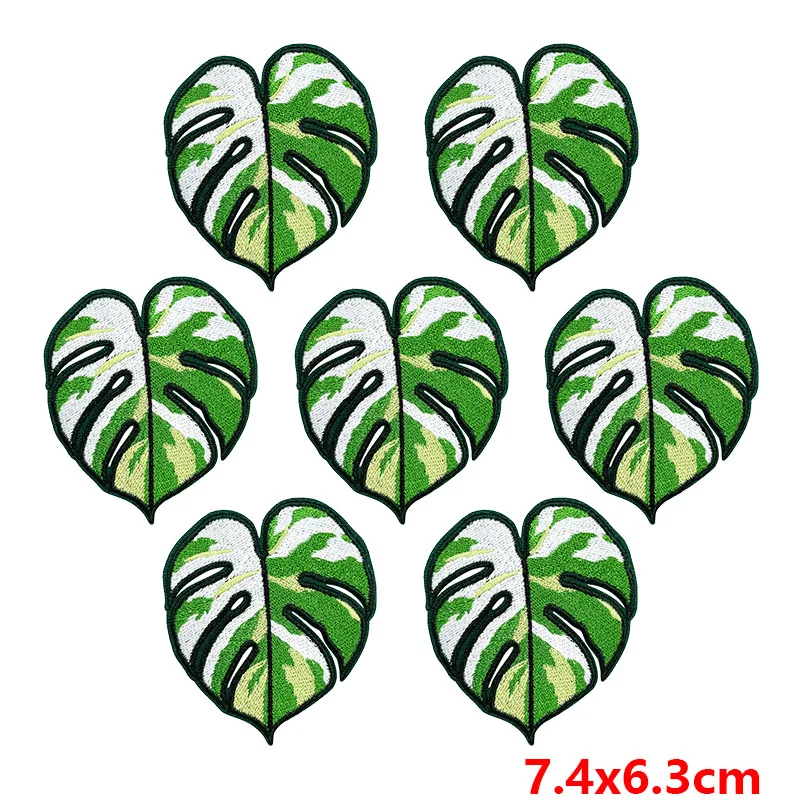10 unids/lote de apliques de hojas de plantas de dibujos animados/parche bordado para planchar en parches para ropa parches termoadhesivos en insignias para ropa - imagen 4