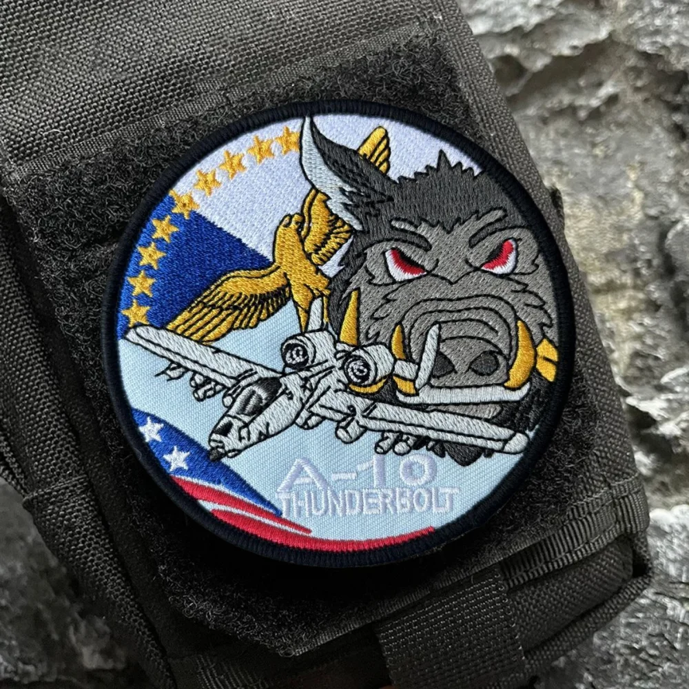 Parche táctico de moral Thunderbolt A-10, divertido bordado de jabalí, emblema de gancho y bucle, insignia militar, brazalete de combate, pegatinas para mochila - imagen 5