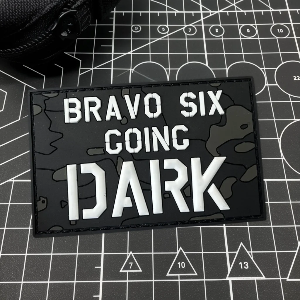 Parches de PVC Bravo SIX Going Dark, insignia de moral táctica, pegatina de parche de gancho y bucle para mochila