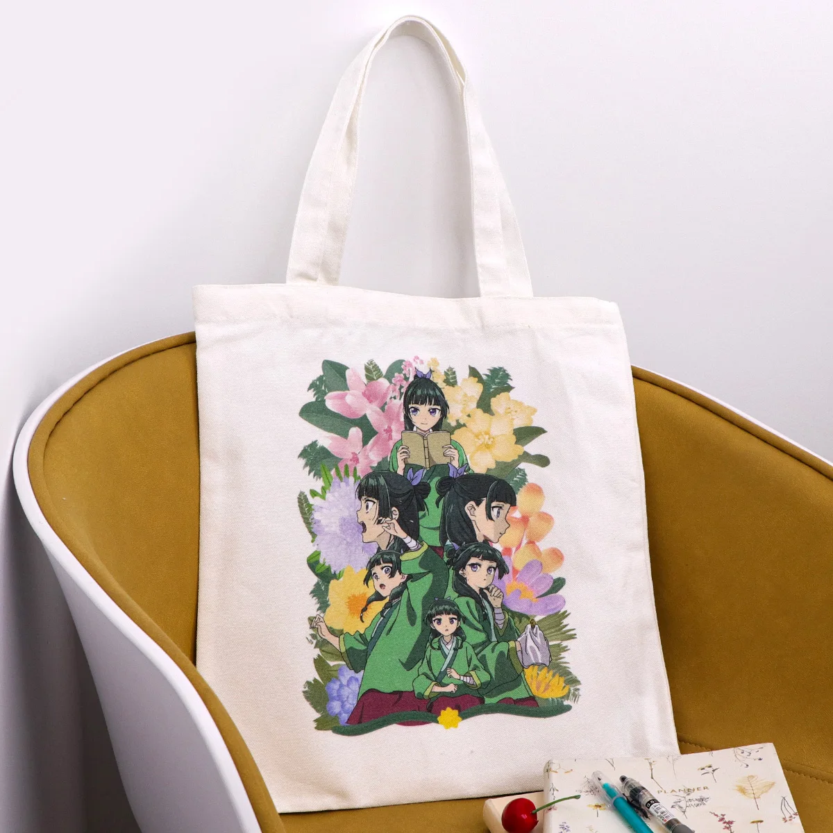 Bolso de mano de Chica de Anime, bolsos de hombro para mujer, bolso de compras Vintage, bolso de mano de lona informal de gran capacidad - imagen 3