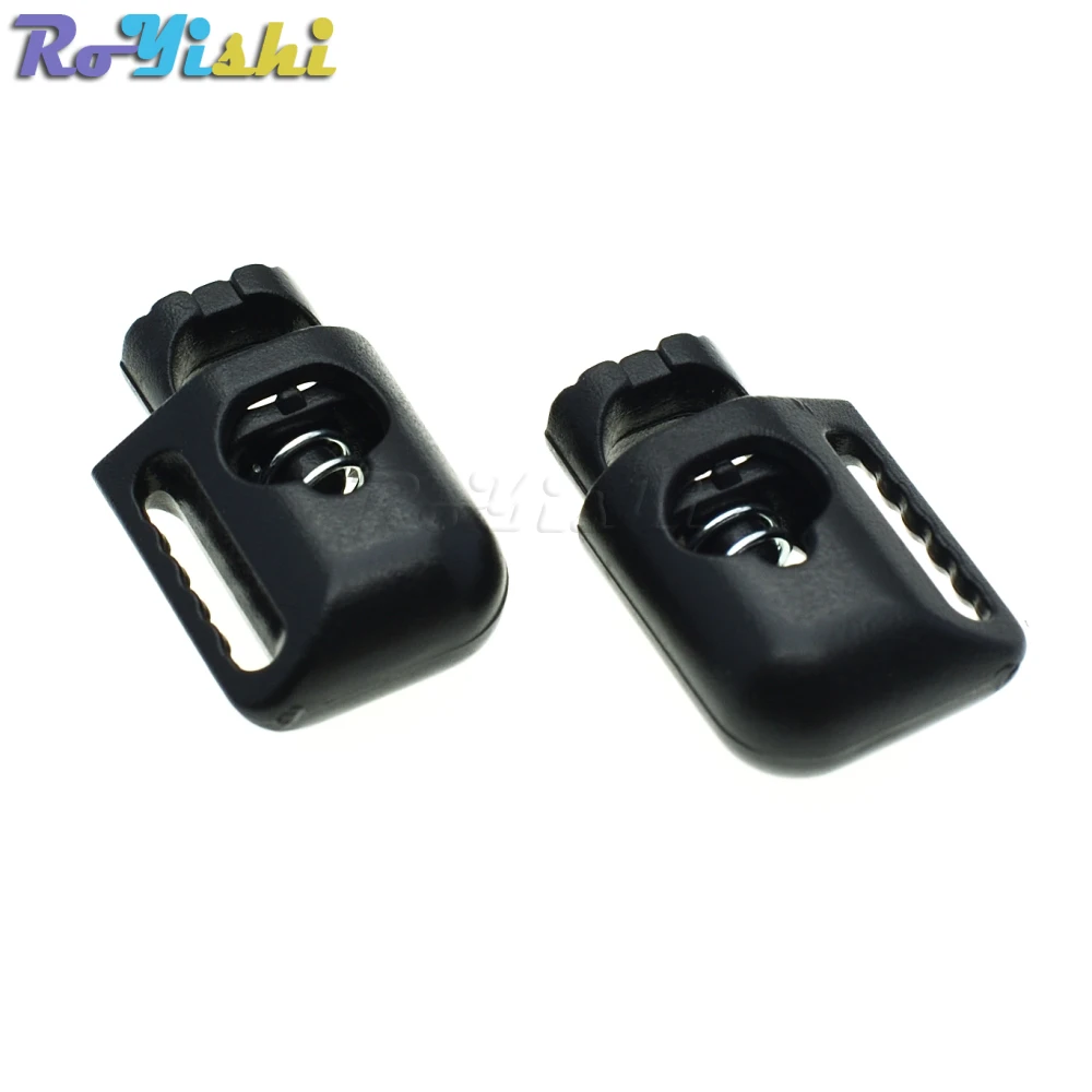 Tope de bloqueo de cordón de plástico, palanca, color negro, para accesorios de ropa - imagen 4