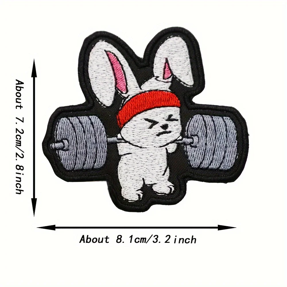 parches velcro mochila tácticos de bordados Fitness gimnasio conejito divertido Meme bordado Velcros parche moral gancho y bucle insignia para mochila táctica Molle, chaquetas - imagen 4