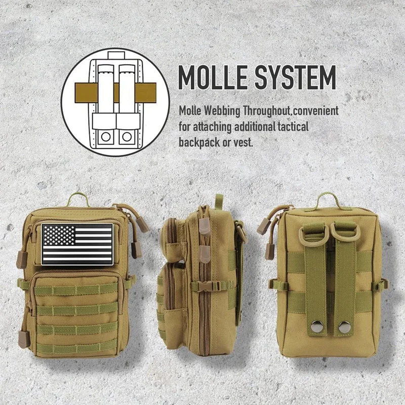 Bolsa táctica Molle EDC, bolsa de herramientas compacta, Mini riñonera, mochila cruzada, diseño de bolsa para teléfono con correa para el hombro - imagen 5