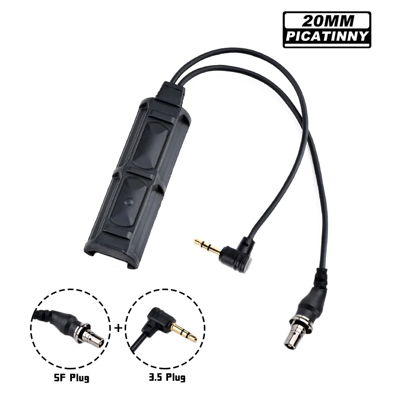 WADSN-interruptor táctico de doble línea de presión remota, 2,5mm, 3,5mm, SF Crane, tapones láser para M300, M600, linterna, PEQ, DBAL - imagen 5