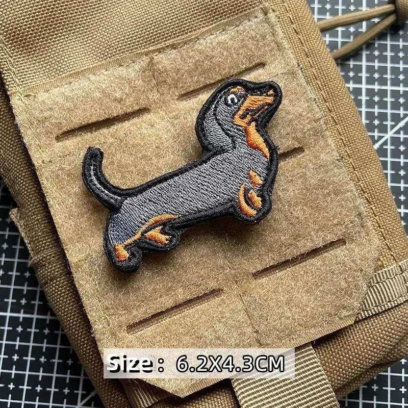 Parches de velcro con bordado de perro salchicha Corgi para ropa, insignia de moral, mochila de perro pastor, pegatina táctica, dibujos animados, lindo - imagen 4