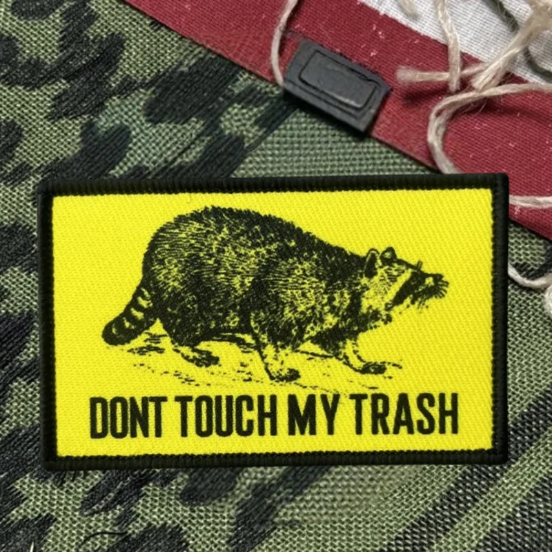 NO TOUCH MY TRASH Opossum parche impreso chaleco táctico gancho y bucle sombrero moral insignia mochila pegatina brazalete parches para ropa - imagen 2