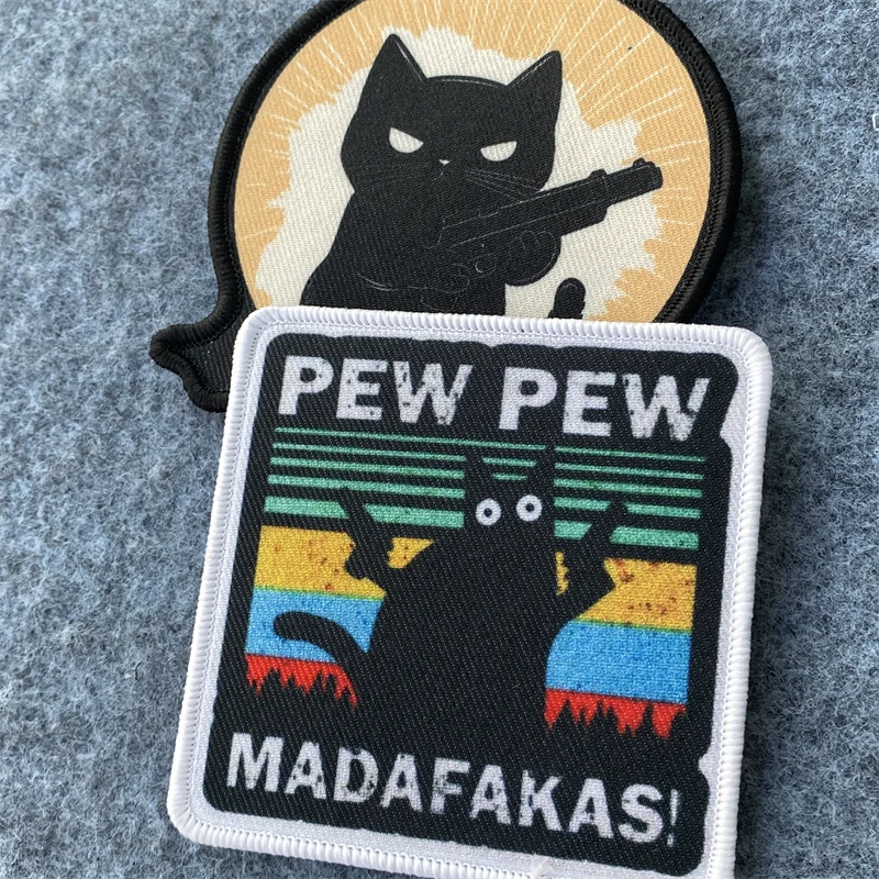 Parche de gato "pew Pew", insignia con estampado de gatito y moral táctica, brazalete, gancho y bucle, mochila, ropa, pegatinas decorativas Diy - imagen 2