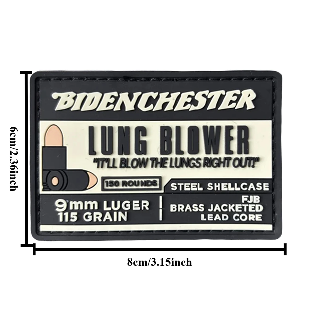 Parche táctico de PVC para soplador de pulmón de 9mm, parches de gancho y bucle para ropa, parches de insignia de moral, pegatinas para mochila militar - imagen 2