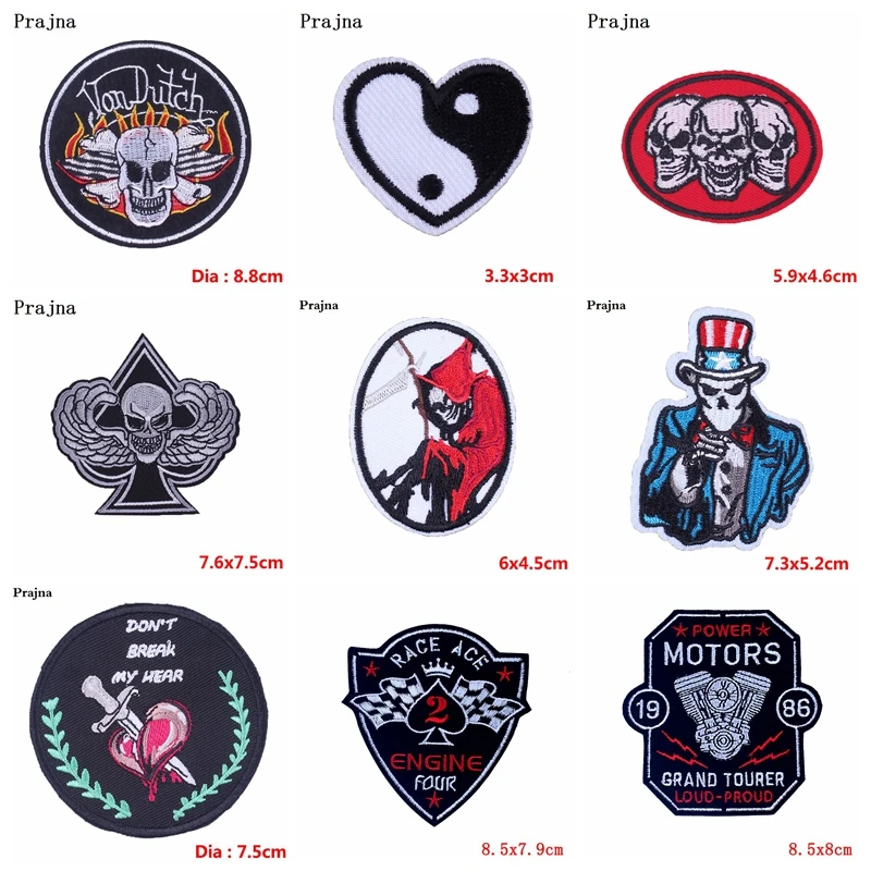 Parches bordados Punk/Skull para ropa, parches termoadhesivos para planchar en motocicleta, DIY, 10 unids/lote - imagen 2