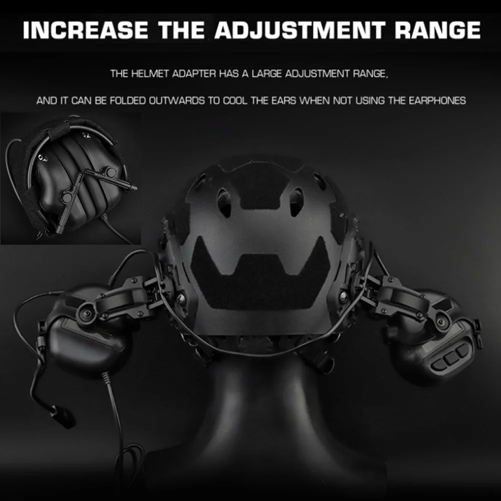 Casco de protección rápida NIJ IIIA, captación de sonido táctica y auriculares con cancelación de ruido con soporte de montaje en riel, montaje NVG de aleación de aluminio - imagen 4