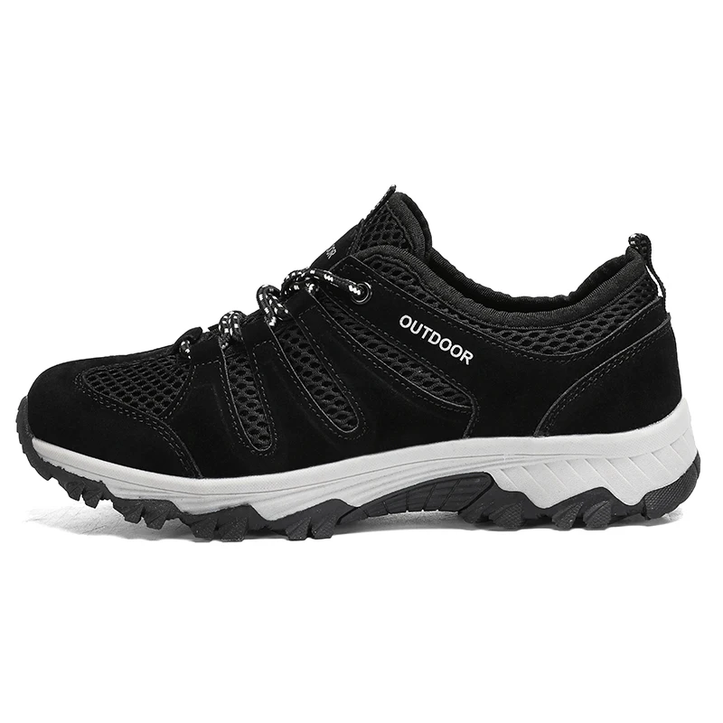 HIKEUP Zapatos de senderismo al aire libre transpirables para hombres - Zapatillas de deporte antideslizantes de gran tamaño para correr, caminar y montañismo - imagen 3