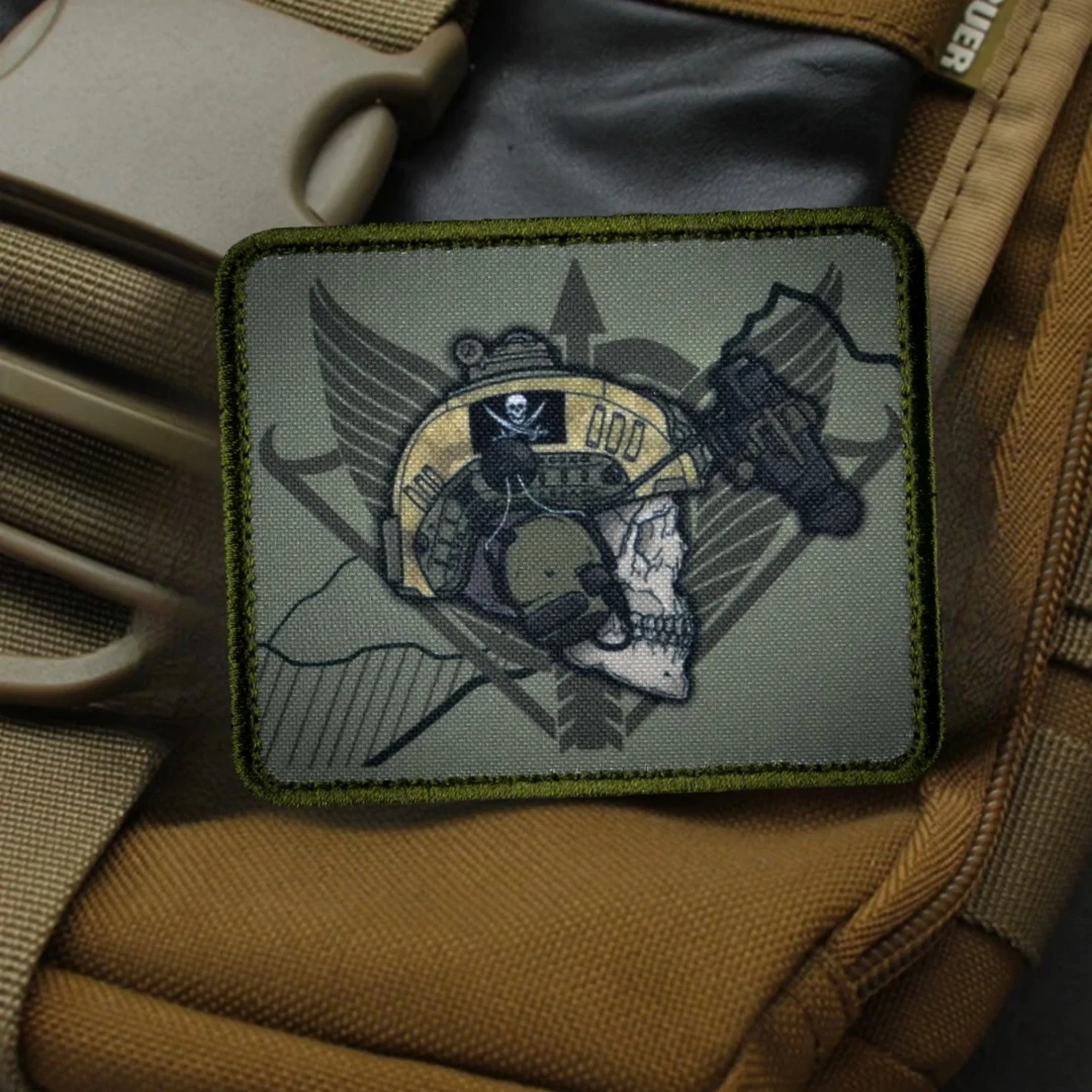 MTR-insignia de moral de las fuerzas de operaciones especiales, insignia de Calavera, parche del ejército militar, mochilas tácticas, pegatina de impresión, parches de gancho y bucle - imagen 5