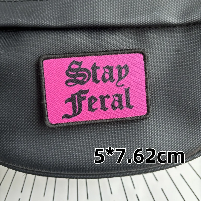 Parche de impresión Rosa Feral para niñas y niños, insignia de moral táctica, emblema de velcro, pegatinas divertidas, accesorios para exteriores - imagen 3