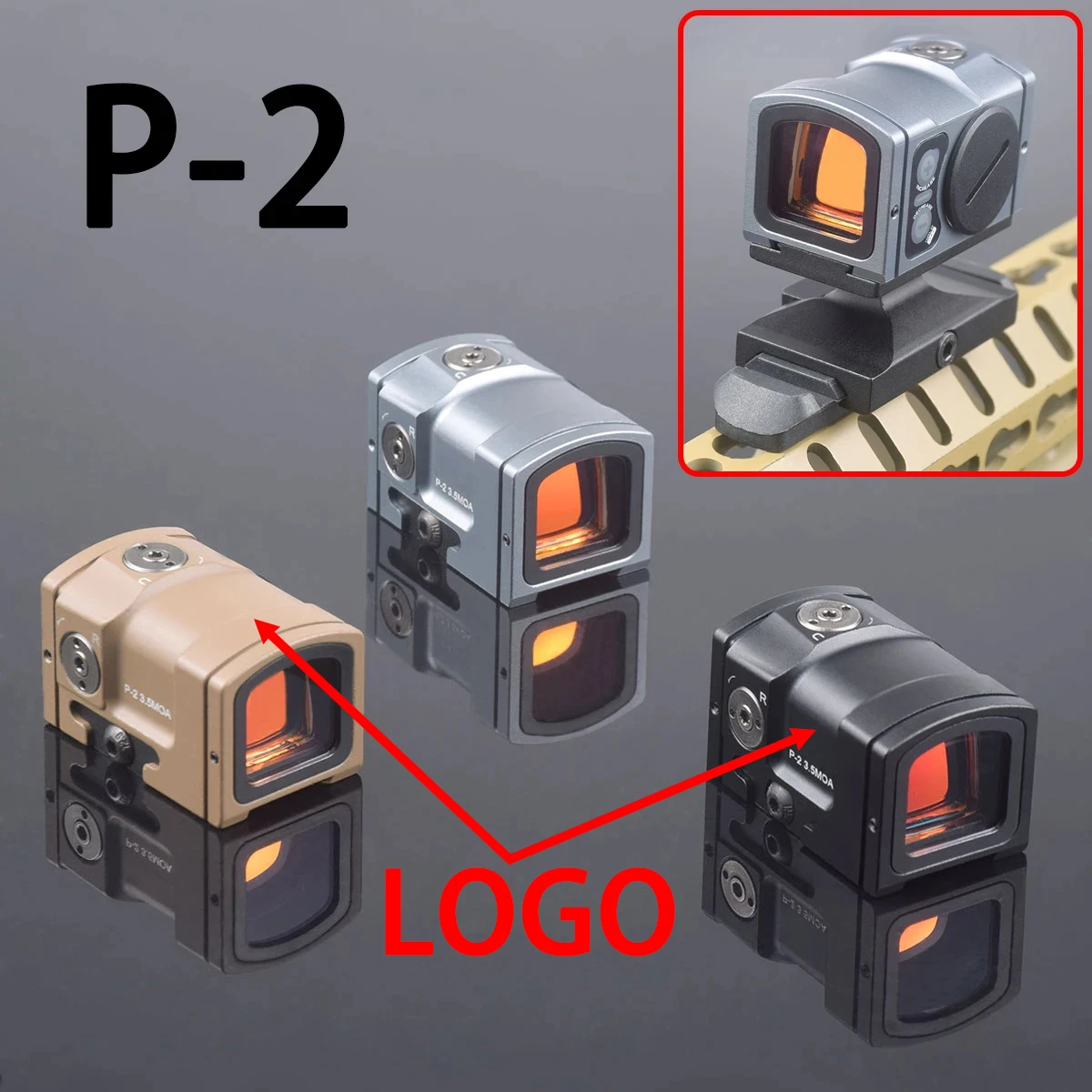 Mira réflex óptica holográfica P2 de punto rojo 3,5MOA, mira telescópica de caza, colimador para pistola Glock17 MOS Airsoft, riel de 20mm - imagen 2