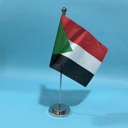 Bandera de escritorio de oficina de 14x21cm, bandera de Sudán, decoración de mesa, bandera nacional de Sudán, adornos de escritorio, banderas