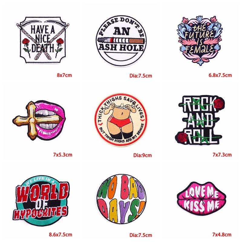 5 unids/lote de parches bordados con letras de dibujos animados/punk para ropa, parches termoadhesivos en chaquetas, parche para planchar para decoración de ropa - imagen 5