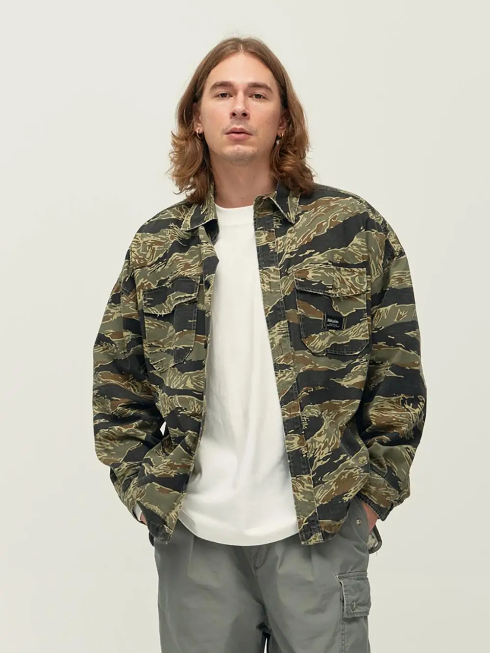 Camisa de manga larga con estampado de camuflaje para hombre, chaqueta fina informal de rejilla de vela Zhu, moda masculina, principios de otoño, 2024 - imagen 2