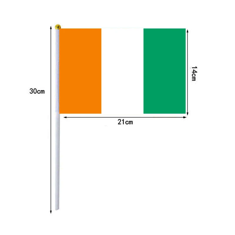 10 unids/lote banderas ondeantes de la costa de marfil 14x21cm bandera de la costa de marfil al por mayor - imagen 2