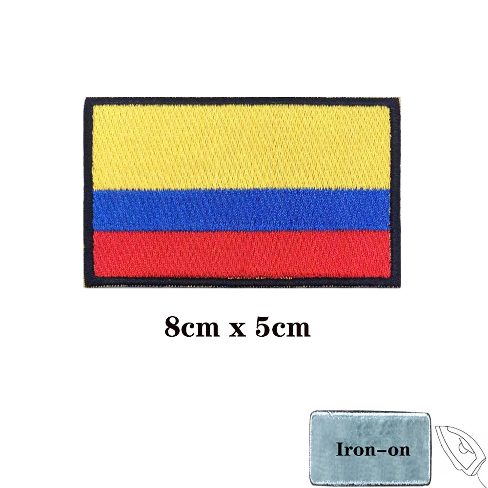 Parches de bandera de Colombia, brazalete, parche bordado, gancho y bucle, insignia bordada con hierro, raya militar - imagen 2