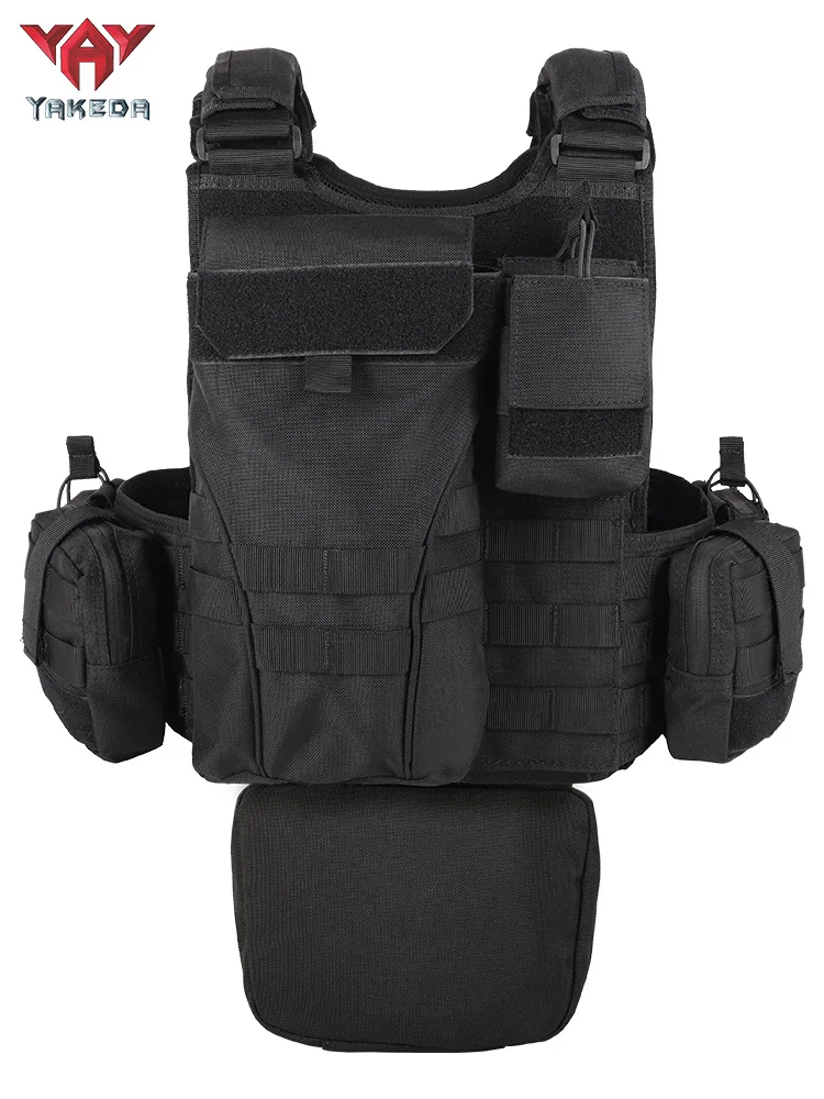 YAKEDA-portador de placa de poliéster 1000D, chaleco táctico de protección completa, bolsas de revistas Molle para caza con placa de espuma - imagen 3