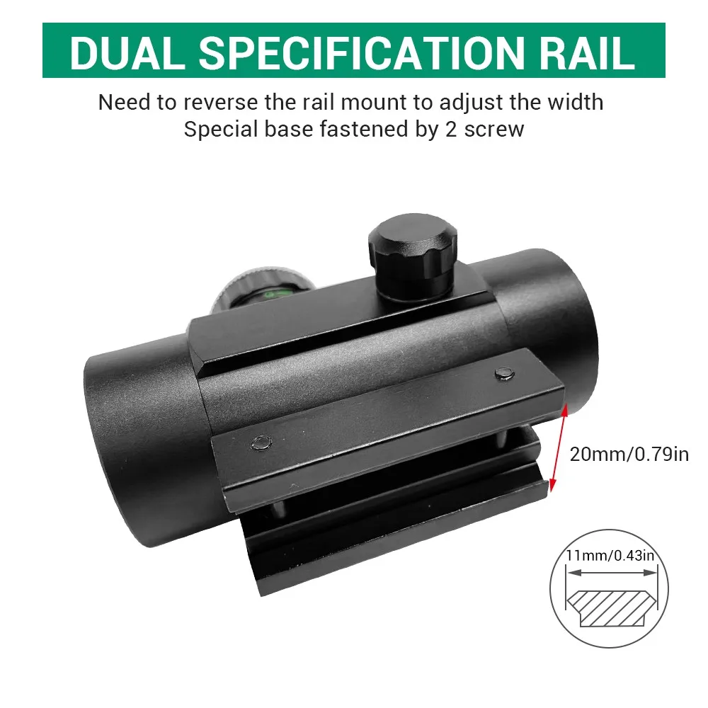 Mira telescópica de punto rojo y verde para Rifle, mira para ballesta, óptica de caza, punto de mira, colimador montado en riel de 20mm, 1x30mm - imagen 5