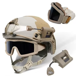 Casco táctico NIJ IIIA FAST casco a prueba de balas con luz de señal de casco y gafas de tres lentes, almohadilla interior acolchada mejorada