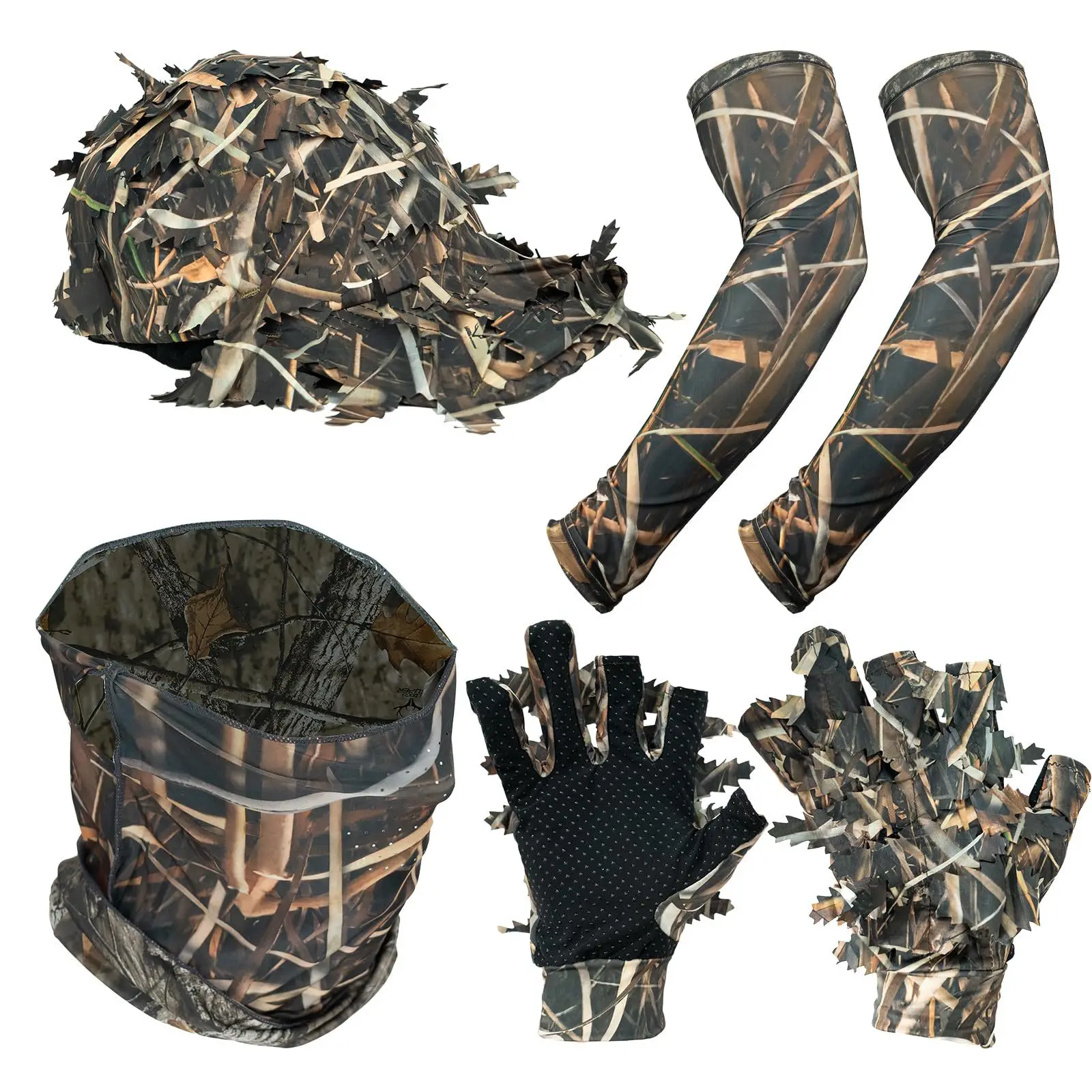 Camuflaje biónico caza pesca ropa accesorios sombrero bufanda mangas guantes transpirable elástico fino ligero 2 uds 3 uds 4 piezas - imagen 4