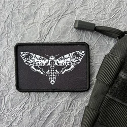 Parche de insignia de moral táctica gótica de polilla de cabeza de muerte en ropa, brazalete estampado, parches de bucle de gancho, accesorios para mochila, pegatinas